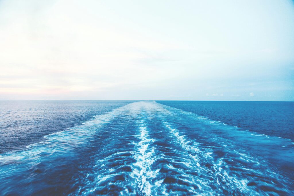 Boat trailing in the Ocean